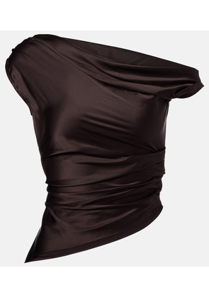 Staud Phare one-shoulder silk-blend satin top