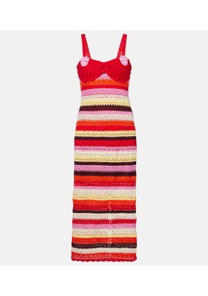 Farm Rio Striped crochet midi dress