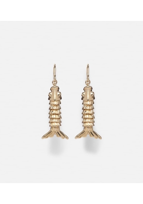 Sydney Evan Moving Fish 14kt gold earrings with diamonds