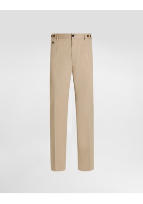 Dolce & Gabbana Stretch Cotton Gabardine Trousers - Man Pants And Shorts Beige 48