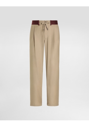 Dolce & Gabbana Wool Canvas Trousers - Man Pants And Shorts Beige 48