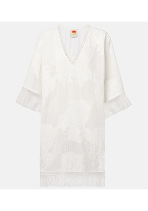 Farm Rio Embroidered cotton-blend minidress
