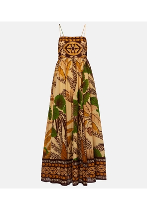 Farm Rio Folliage Sketch cotton-blend maxi dress