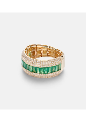 Shay Jewelry 18kt gold ring with emeralds and diamonds