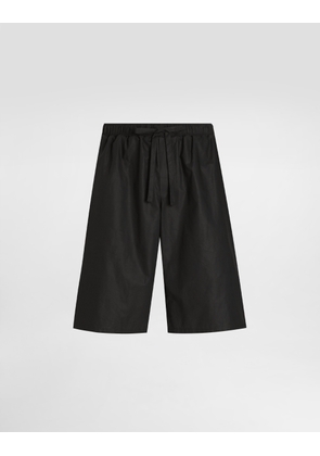 Dolce & Gabbana Cotton Shorts With Jacquard Logo - Man Pants And Shorts Black 44