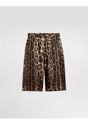 Dolce & Gabbana Leopard-print Silk Shorts - Man Pants And Shorts Animal Print 44