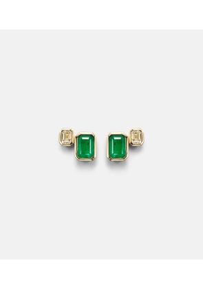 Shay Jewelry Two Step 18kt gold earrings with emeralds and diamonds