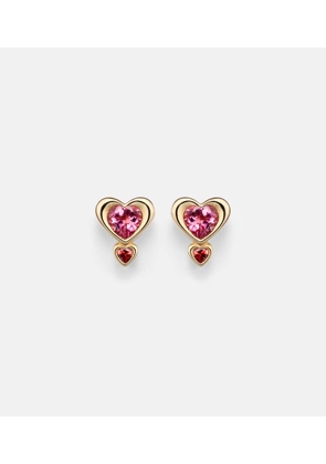 Roxanne First 14kt gold single earring with tourmaline and garnet