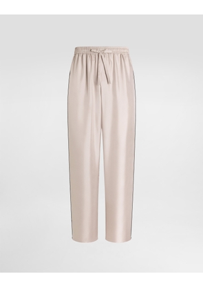 Dolce & Gabbana Vanity Silk Trousers With Embroidery - Man Pants And Shorts Beige 54