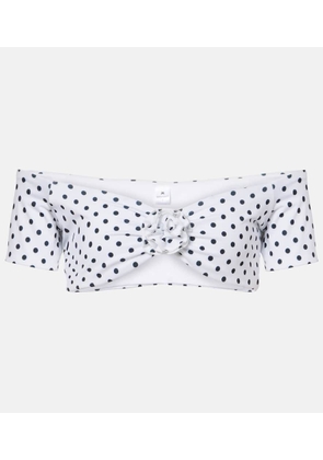Bananhot Stefani polka-dot off-shoulder crop top