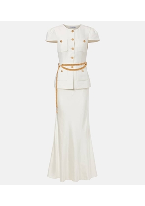 Self-Portrait Belted taffeta maxi dress
