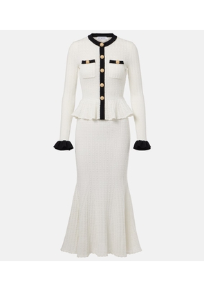 Self-Portrait Pointelle peplum midi dress