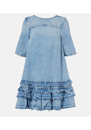 Ganni Ruffled denim minidress