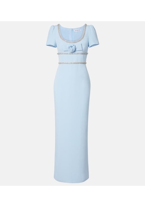 Self-Portrait Floral-applique crepe maxi dress