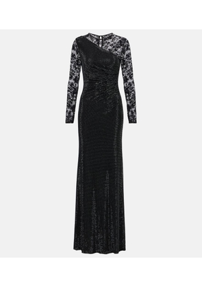 Self-Portrait Rhinestone lace-trimmed gown