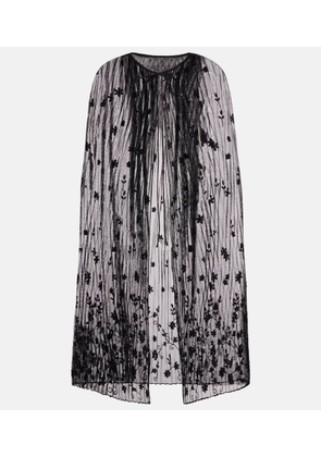 Toteme Embroidered floral plisse tulle cape