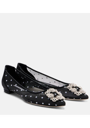 Manolo Blahnik Hangisi embellished mesh ballet flats