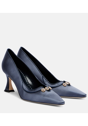 Manolo Blahnik Amala 70 embellished satin pumps