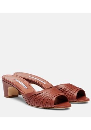 Manolo Blahnik Piruabar gathered leather mules