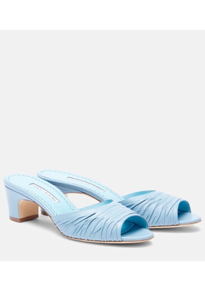 Manolo Blahnik Piruabar gathered leather mules