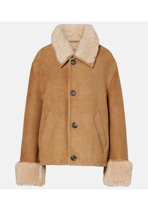 Ami Paris Shearling-trimmed suede jacket