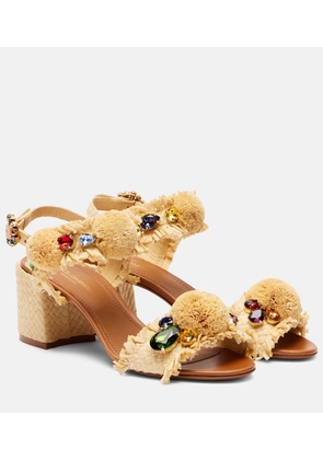 Dolce&Gabbana Embellished raffia-effect sandals