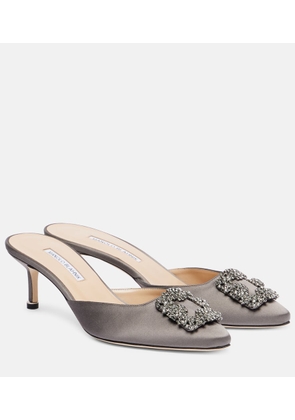Manolo Blahnik Hangisimu embellished satin mules