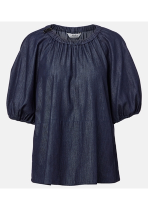 'S Max Mara Talia embellished cotton chambray top