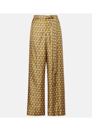 'S Max Mara Printed silk wide-leg pants