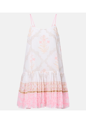 Juliet Dunn Floral ruched cotton minidress