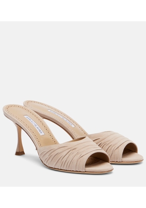 Manolo Blahnik Pirua gathered suede mules