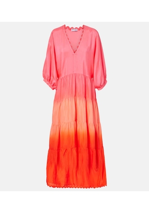 Juliet Dunn Scalloped tiered silk maxi dress