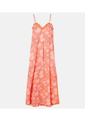 Juliet Dunn Floral scalloped cotton slip dress