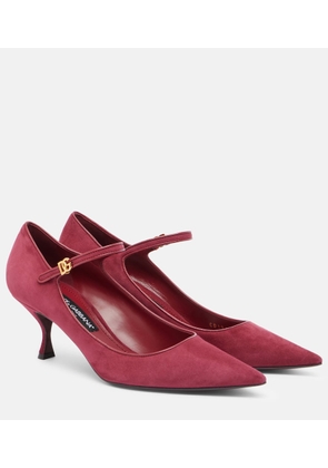 Dolce&Gabbana DG leather-trimmed suede Mary Jane pumps