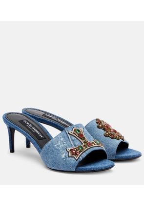 Dolce&Gabbana Crystal-embellished denim mules