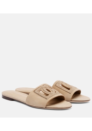 Dolce&Gabbana DG crystal-embellished suede slides