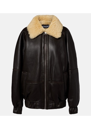Jacquemus Bombardier shearling-trimmed leather bomber jacket