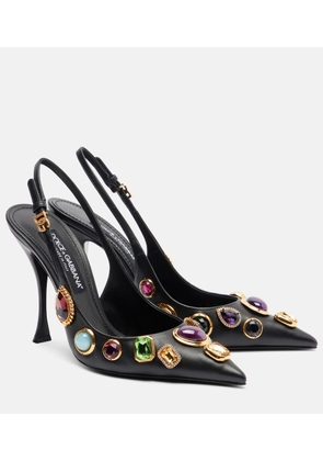 Dolce&Gabbana DG embellished leather slingback pumps