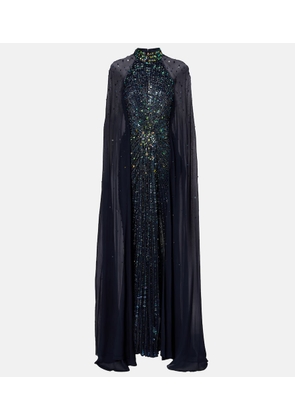Jenny Packham Thea caped sequined gown