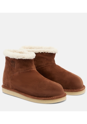 Miu Miu Shearling-lined suede ankle boots