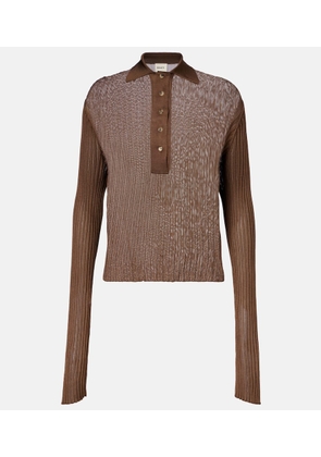 Khaite Vin ribbed-knit sheer polo shirt