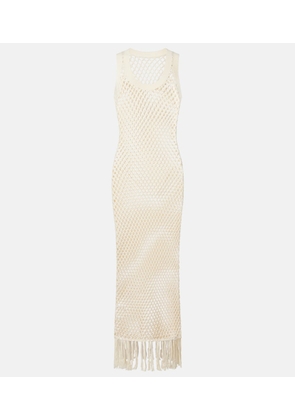 SIR Ilaria fringed open-knit cotton maxi dress