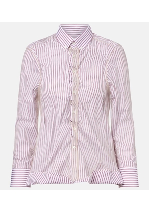 Maison Margiela Pinstriped ruffled cotton poplin shirt
