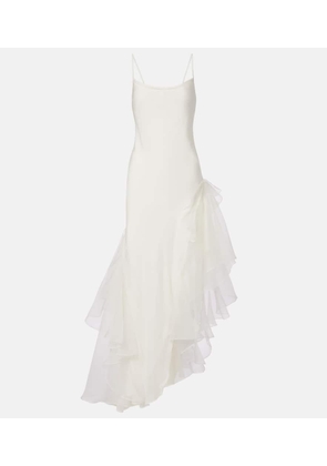 SIR Bridal Sage Flounce ruffled silk cocktail dress