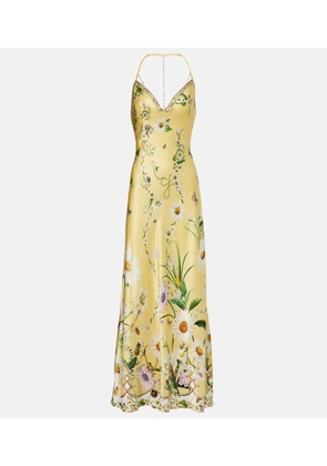 Camilla Floral silk satin charmeuse midi dress