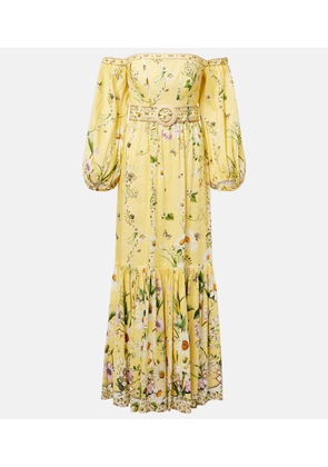 Camilla Floral linen and silk corset dress