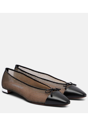 Aquazzura Gioia mesh and leather ballet flats