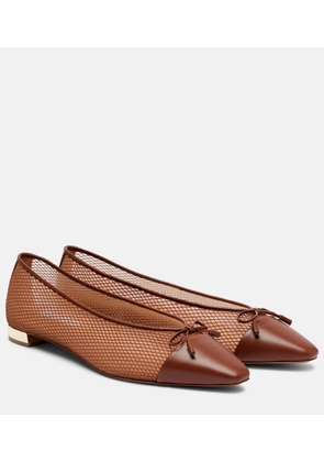Aquazzura Gioia mesh and leather ballet flats