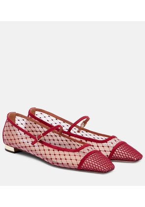 Aquazzura Juliette suede-trimmed Mary Jane flats