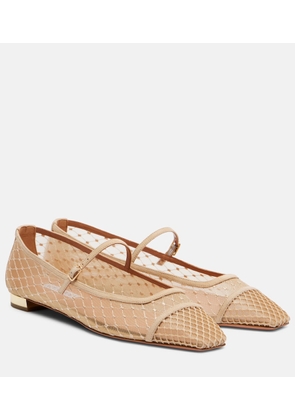 Aquazzura Juliette suede-trimmed Mary Jane flats
